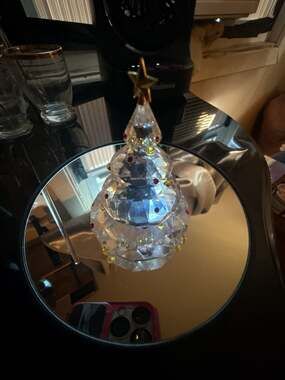 Swarovski Crystal Figurine Christmas Tree with Gold and Red Ornaments 266945